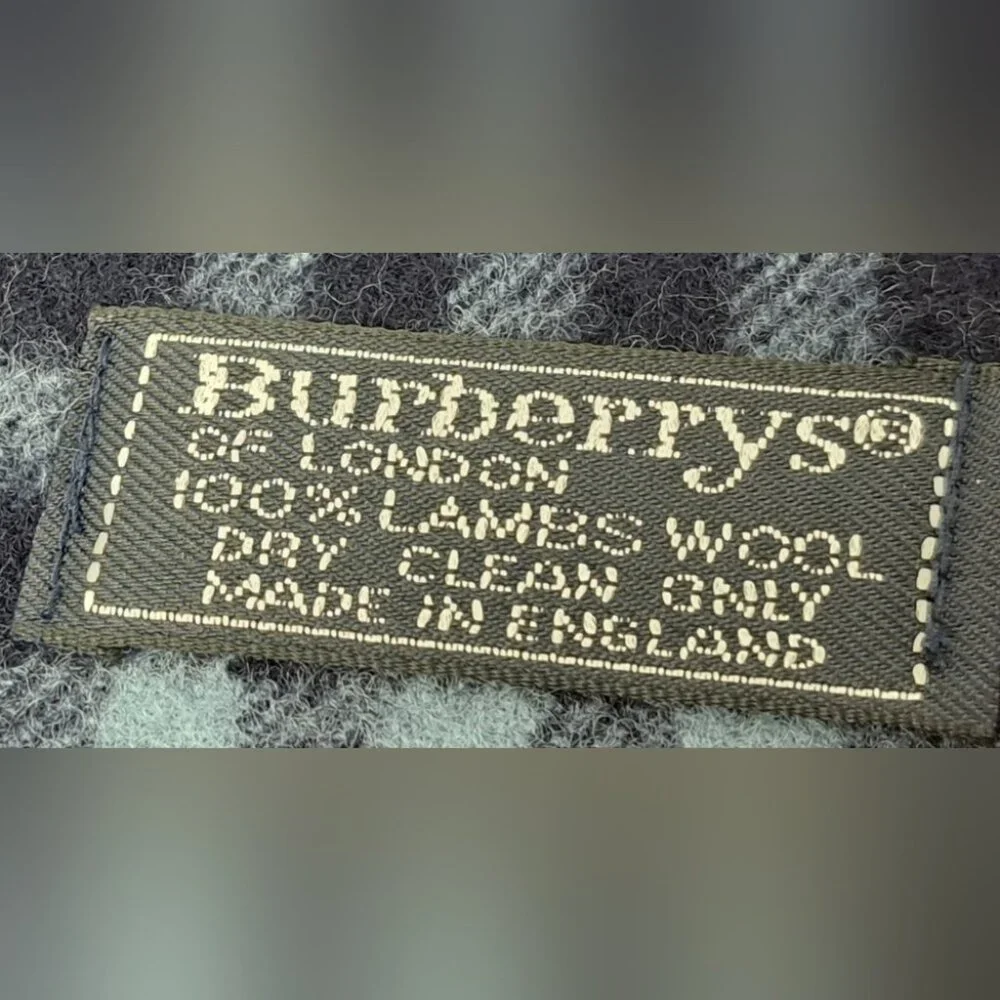 Burberry Men's Scarf Navy Nova Check Vintage Y2K 90s Lambswool England 13